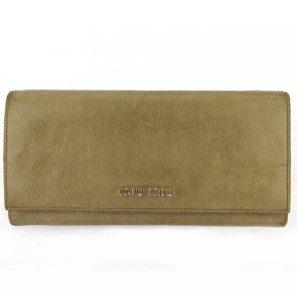 miu miu wallet logo beige Bordeaux leather Authentic used - Picture 1 of 9